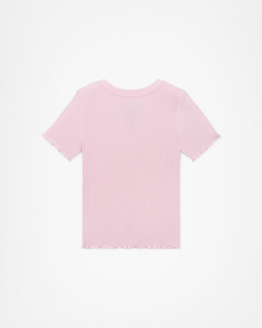 Girls' Converse Short Sleeve Ribbed Baby Doll T-Shirts Pink | AU 950E1T